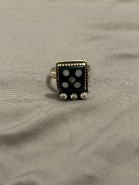 Dice sterling silver ring is stamped with diamonds
